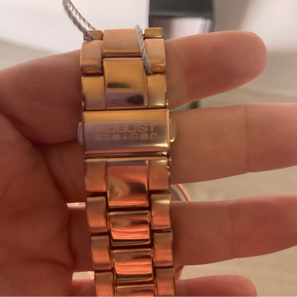 August Steiner Rose/Copper Gold and Black Chronograph Bracelet Watch - Picture 8 of 16